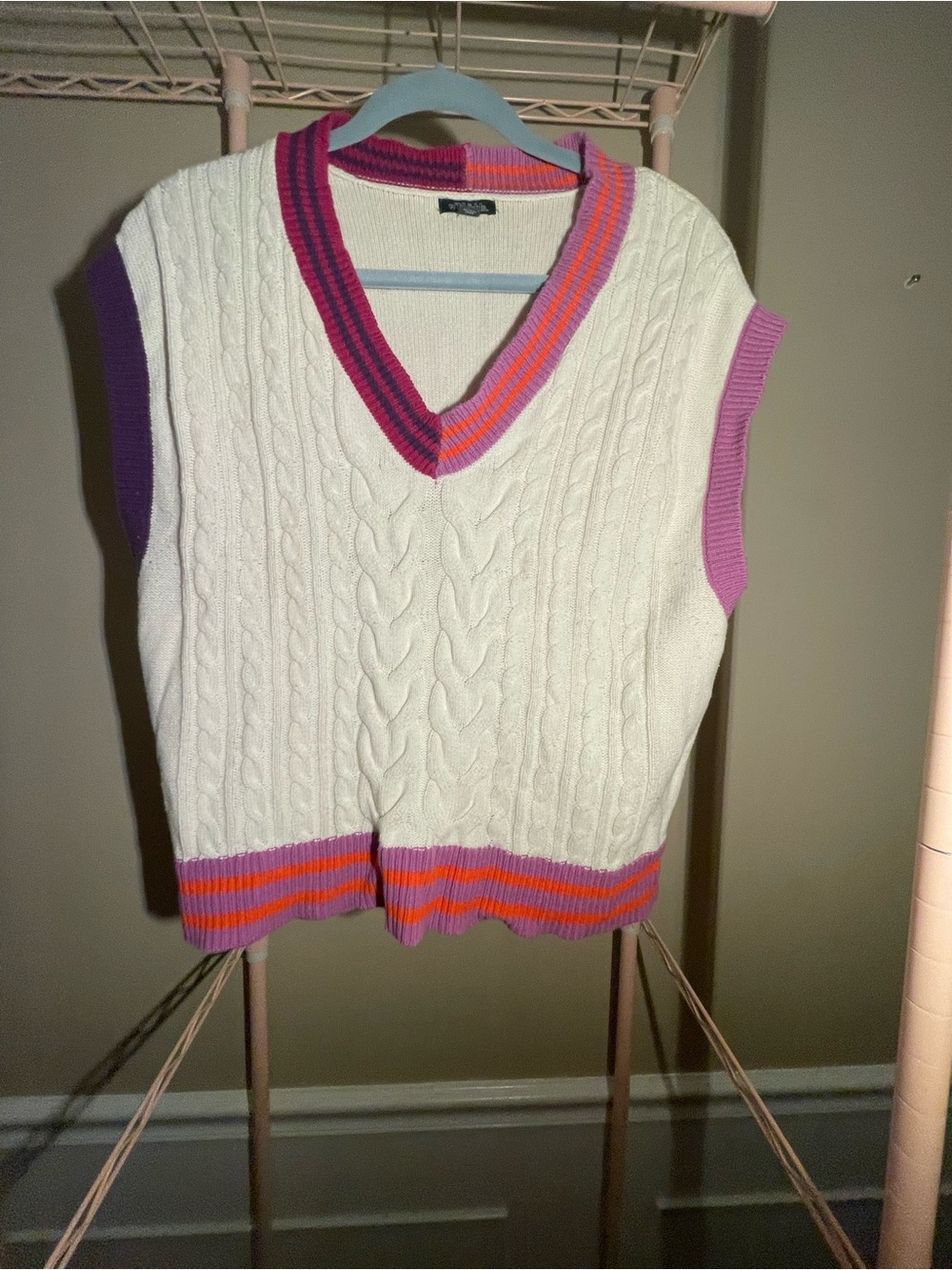 Orange and Purple Patterned Sweater Vest